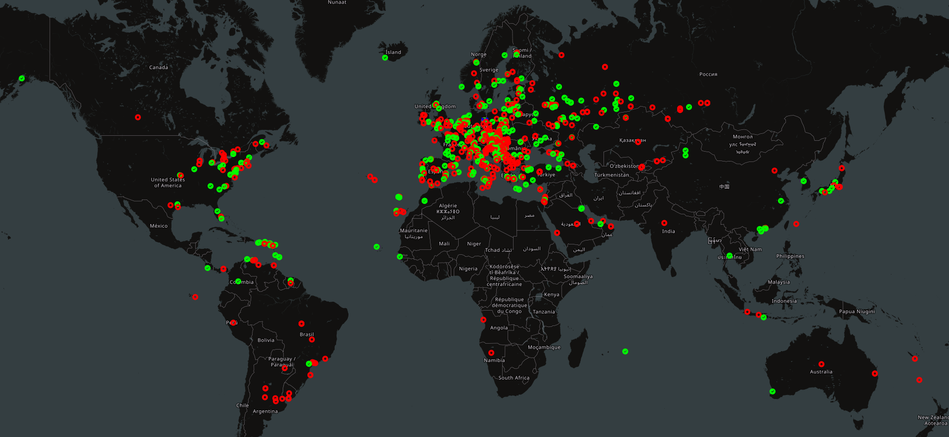 Karte mit allen QSOs